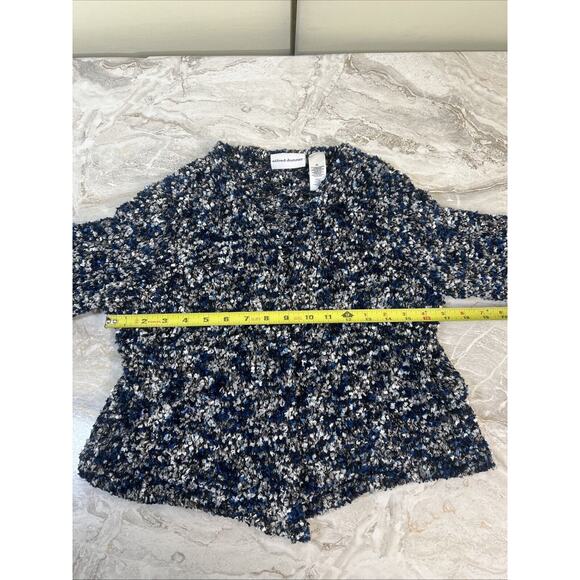 Alfred Dunner XL Fuzzy Jacket Blue Black Grey White Cardigan - Picture 4 of 6